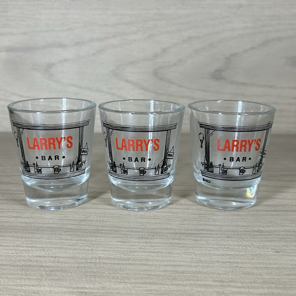 🔥 3 Larry's Shot Glass Larry's Bar shotglass libbey Personalized Set Vintage